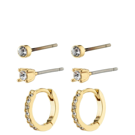 Pilgrim Sia Gold 3 Pair Earring Set