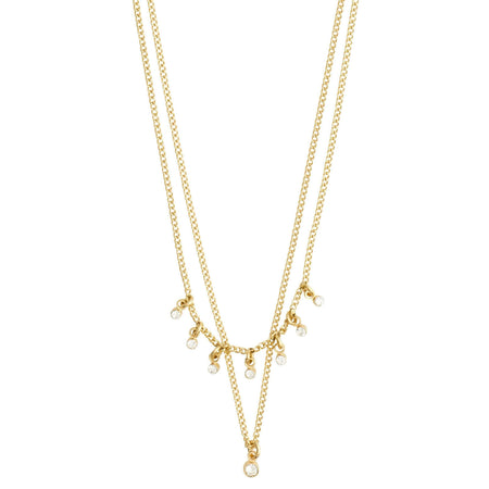 Pilgrim Sia Gold Crystal Double Chain Necklace