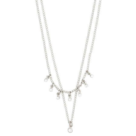 Pilgrim Sia Silver Crystal Double Chain Necklace