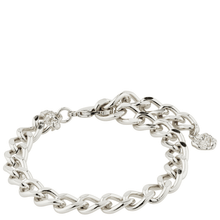 Silver chain bracelet on a white background