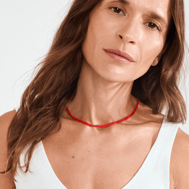 Pilgrim Silver Haze Red Beaded Necklace