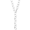 A close-up of a silver chain necklace with elongated oval links, shown against a plain white background.