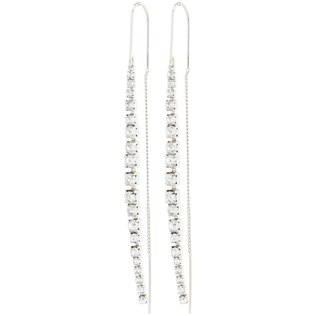 Pilgrim Sky Silver Clear Crystal Long Drop Earrings