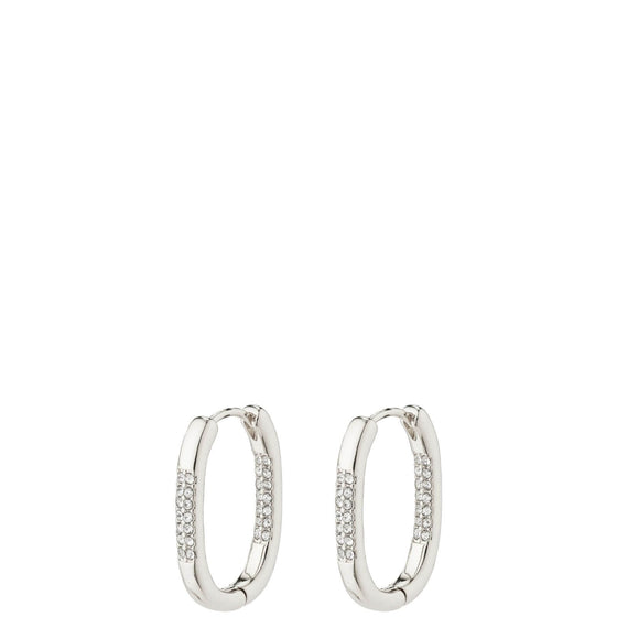 Pilgrim Star Silver Oval Hoop Earrings