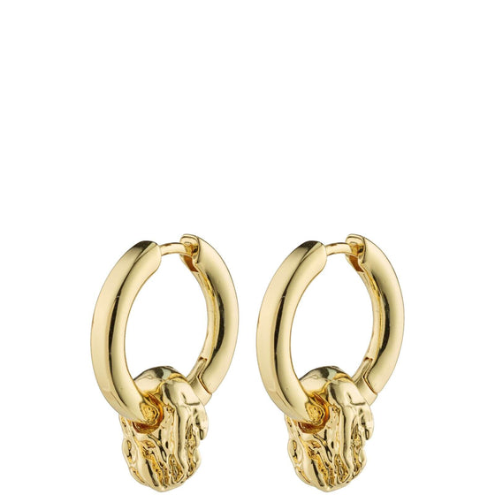 Pilgrim Sun Gold Charm Hoop Earrings