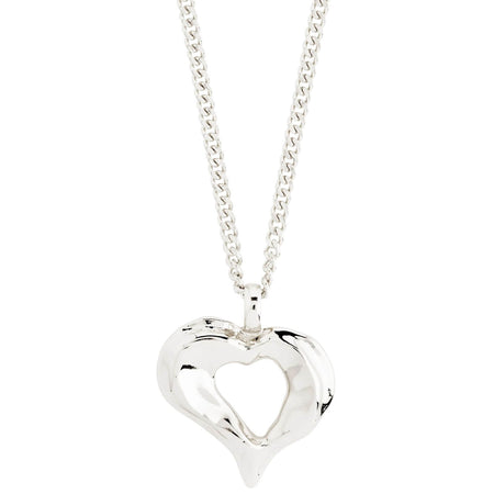 Pilgrim Tide Silver Large Heart Necklace