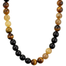 Necklace with multicolored beads on a white background