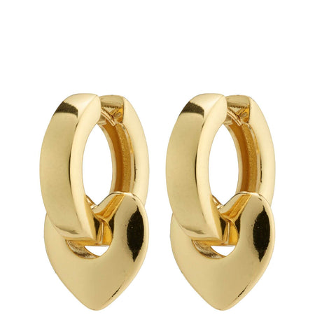 Pilgrim Wave Gold Chunky Heart Hoop Earrings