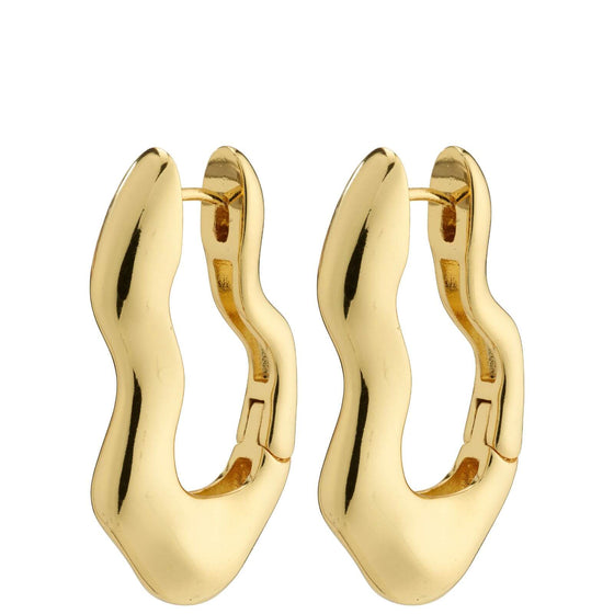 Pilgrim Wave Gold Large Chunky Hoop Earrings