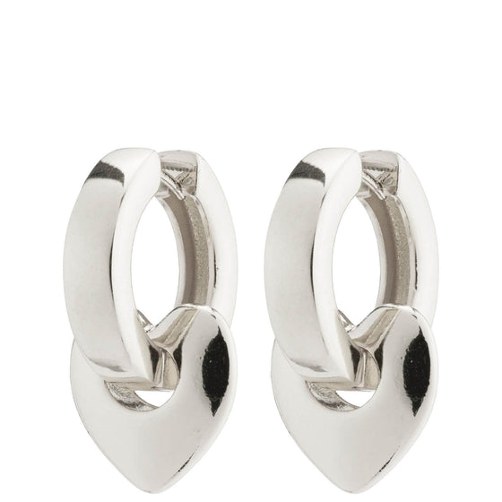 Pilgrim Wave Silver Chunky Heart Hoop Earrings