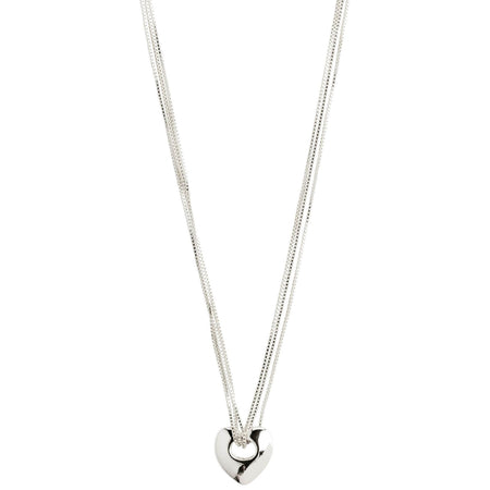 Pilgrim Wave Silver Chunky Heart Necklace