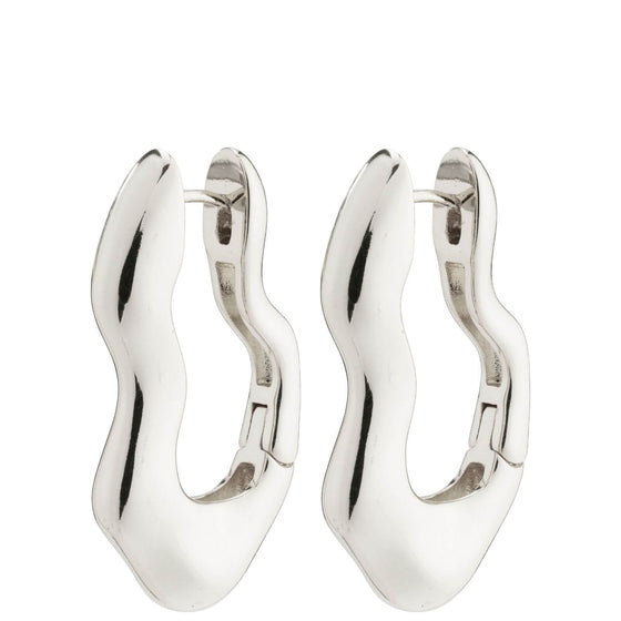 Pilgrim Wave Silver Large Chunky Hoop Earrings