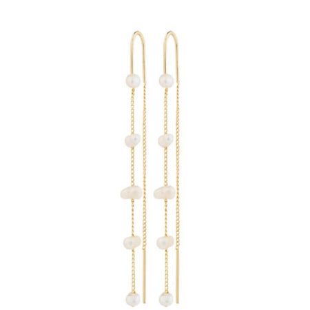 Pilgrim Zenaia Gold Pearl Chain Drop Earrings