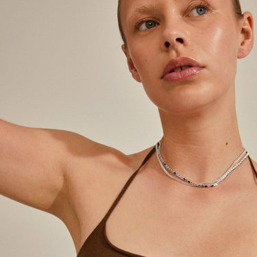 Pilgrim Reign Silver & Blue Double Necklace