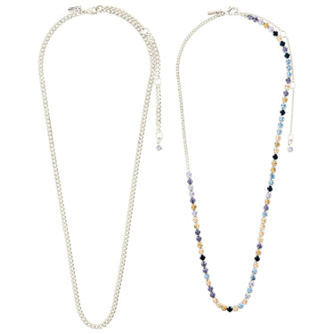 Pilgrim Reign Silver & Blue Double Necklace
