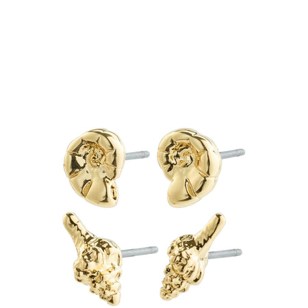 Pilgrim Force Gold Shell Stud Earring Set