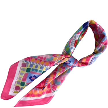 Pink Floral Tile Pattern Neck Scarf