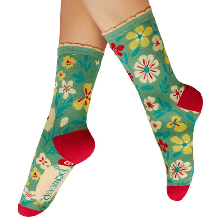 Powder Blooming Lovely Ankle Socks - Green