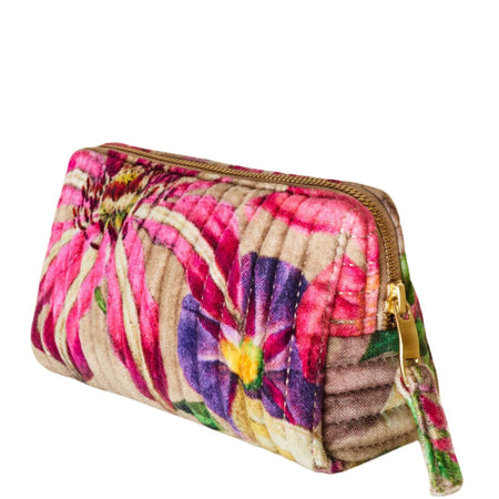 Powder Botanicals Quilted Printed Velvet Vanity Bag