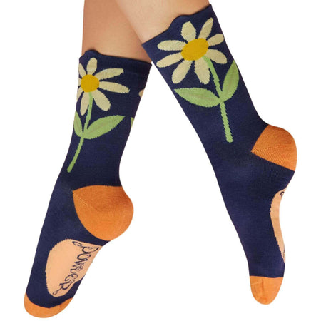 Powder Daisy Ankle Socks - Navy