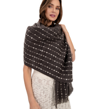 ladies brown and white scarf