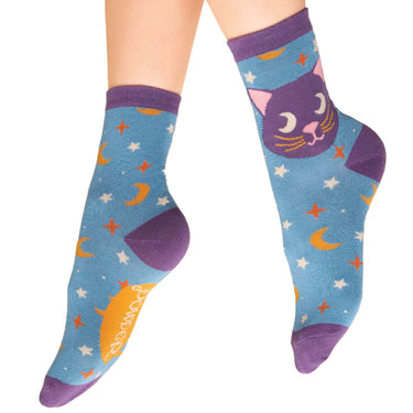 Powder Dreamy Kitty Ankle Socks - Ice