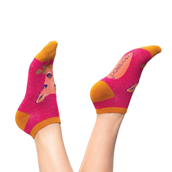 Powder Enchanted Evening Doe Trainer Socks - Fuchsia