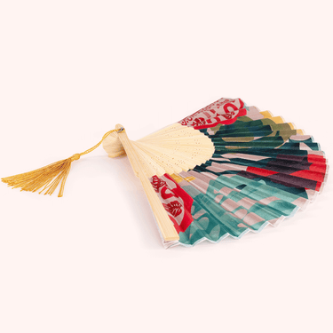 Powder Exotic Leaves Hand Fan