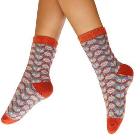 Powder Fair Isle Cosy Socks - Teal