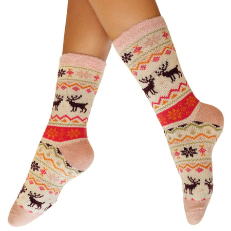 Powder Fair Isle Reindeer Cosy Socks