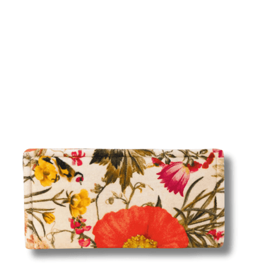 Floral-patterned wallet on a white background