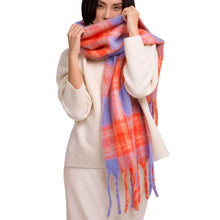powder-flora-checked-scarf-tangerine-mix