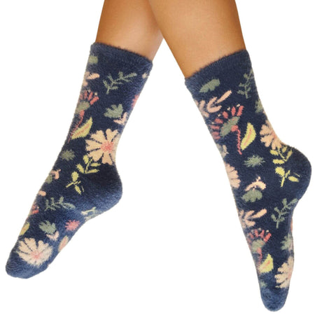 Powder Fuzzy Slipper Socks - Watercolour Flowers