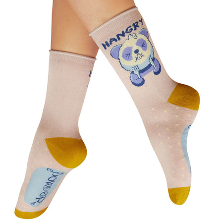 Powder Hangry Panda Ladies Ankle Socks