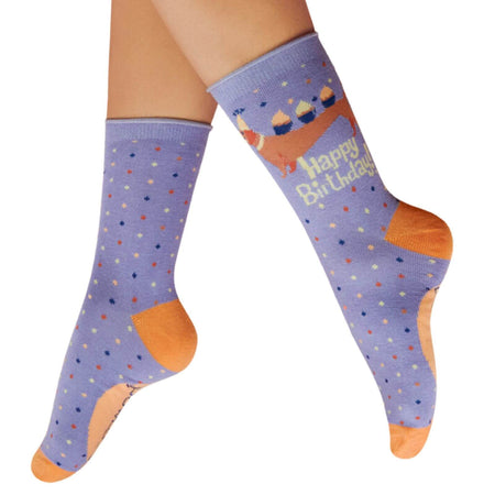 Powder Happy Birthday Ankle Socks - Lilac