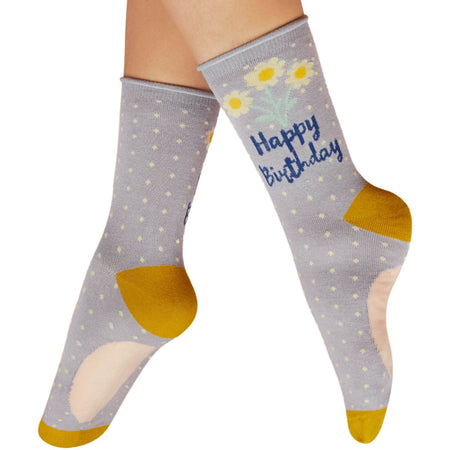 Powder Happy Birthday Daisies Ladies Ankle Socks