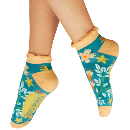 Powder Heavenly Hedgerow Ladies Trainer Socks - Teal