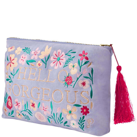 Powder Hello Gorgeous Lilac Velvet Zip Pouch