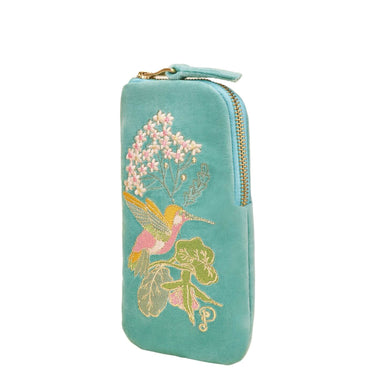 Powder Hummingbird Aqua Velvet Sunglasses Pouch