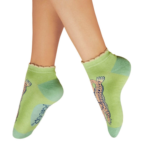 Powder Ikat Tiger Ladies Trainer Socks - Mint