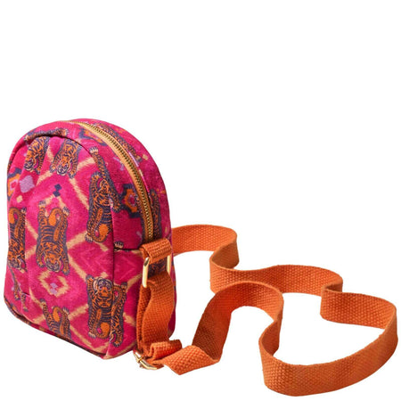 Powder Ikat Tigers Canvas Crossbody Bag