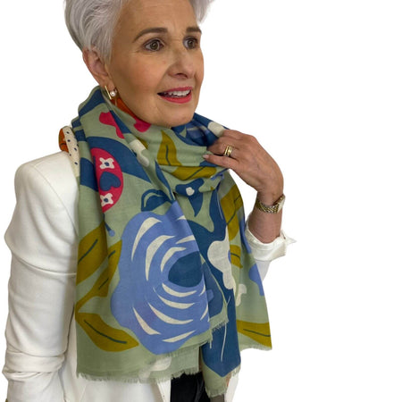 Powder In The Wild Green Print Scarf