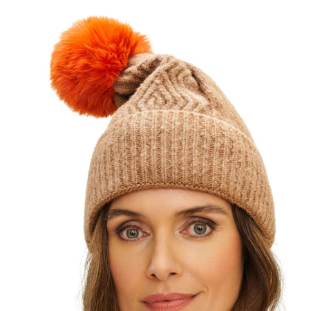 Powder Ingrid Bobble Hat - Carmel/Orange