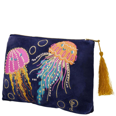 Powder Jolly Jellies Navy Velvet Zip Pouch