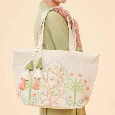 Powder Jute Beach Tote Bag