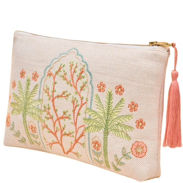 Powder Jute Zip Pouch Bag