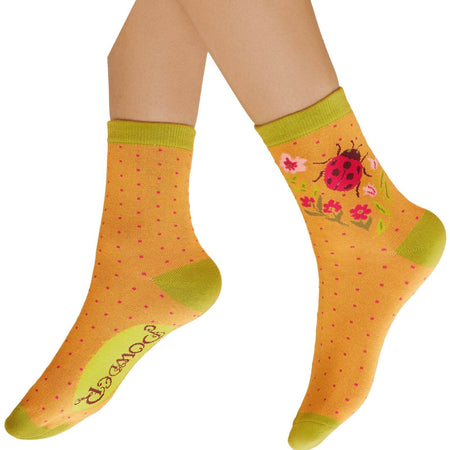 Powder Ladybird Ladies Ankle Socks - Mustard