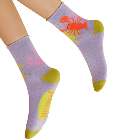 Powder Lobster Buddies Ladies Ankle Socks - Lavender