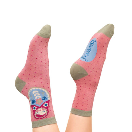 Powder Matryoshka Doll Ankle Socks - Petal