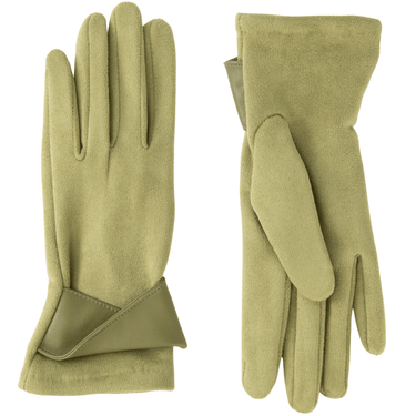 Pair of green gloves on a white background